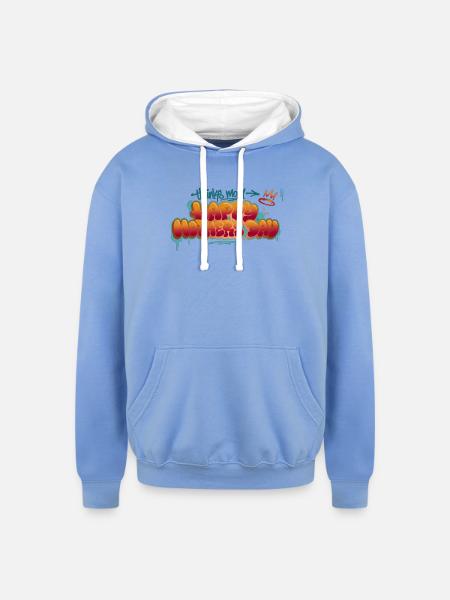 Graffiti Happy Mother's Day Splash - Unisex Contrast Hoodie - sky blue/white