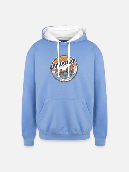 Amsterdam Bridge City Seal - Unisex Contrast Hoodie - sky blue/white