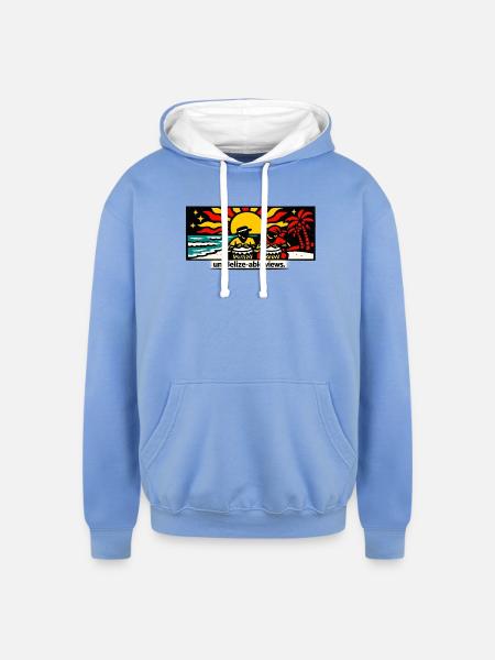 Un-Belize-able Views - Unisex Contrast Hoodie - sky blue/white