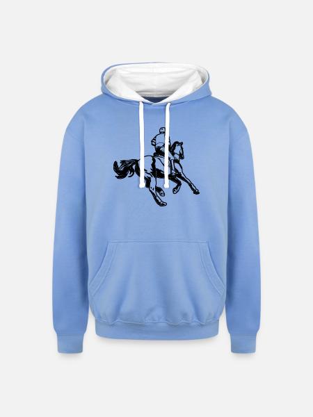 Equestrian - Unisex Contrast Hoodie - sky blue/white