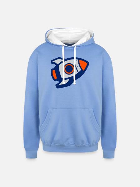 Launching Rocket Silhouette - Unisex Contrast Hoodie - sky blue/white