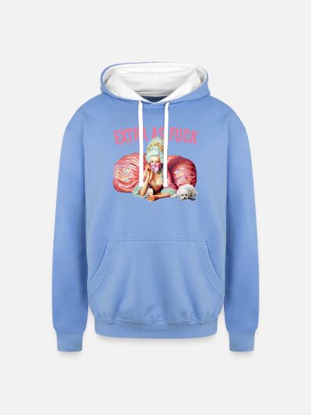 Rococo Bubblegum Queen - Unisex Contrast Hoodie - sky blue/white