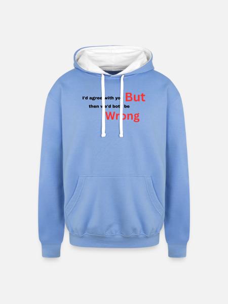 I-d_agree_with_you typography design - Unisex Contrast Hoodie - sky blue/white