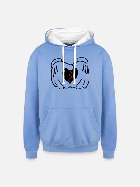 no_glove_love - Unisex Contrast Hoodie - sky blue/white