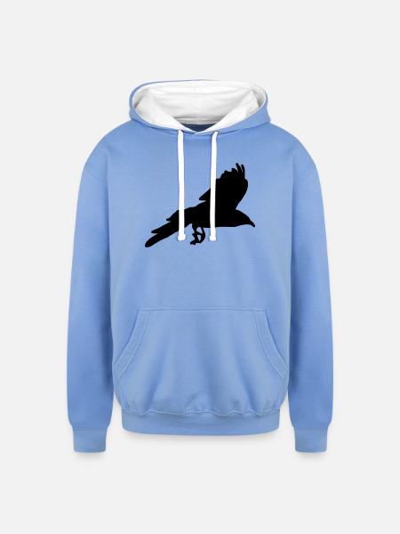 Raven, Crow - Unisex Contrast Hoodie - sky blue/white