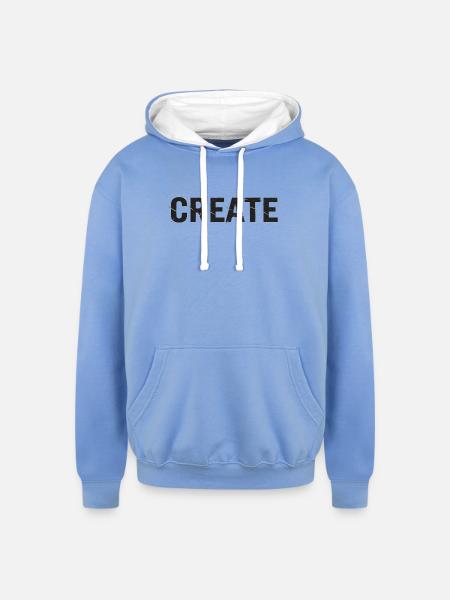 Create Splash Glyph - Unisex Contrast Hoodie - sky blue/white