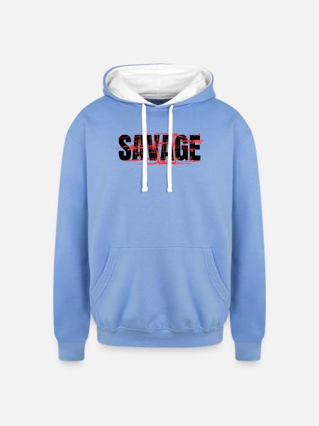 savage - Unisex Contrast Hoodie - sky blue/white