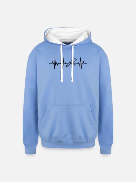 Cricket ECG Heartline - Unisex Contrast Hoodie - sky blue/white