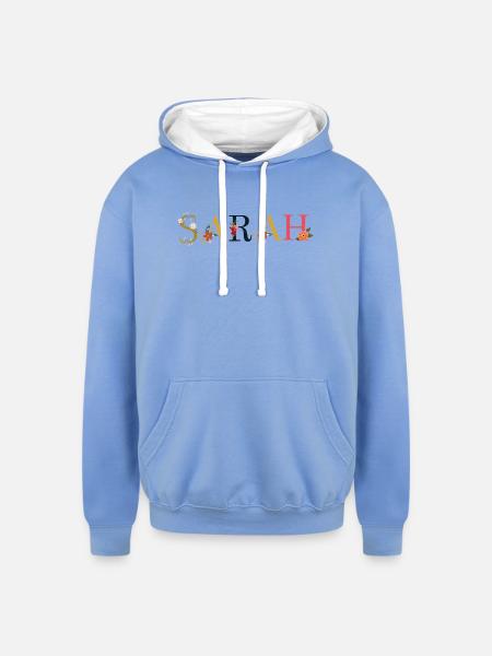 Sarah - Unisex Contrast Hoodie - sky blue/white