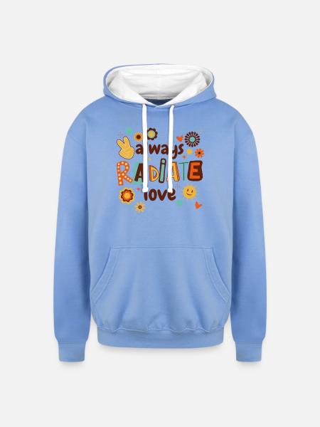 Always Radiate Love - Unisex Contrast Hoodie - sky blue/white