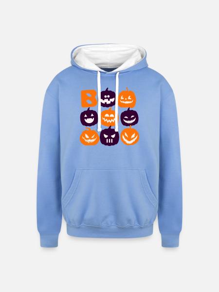 Boo - Unisex Contrast Hoodie - sky blue/white