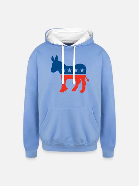 Democrat Logo - Unisex Contrast Hoodie - sky blue/white