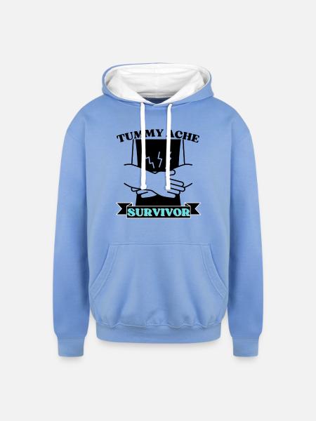 Tummy Ache Survivor - Unisex Contrast Hoodie - sky blue/white