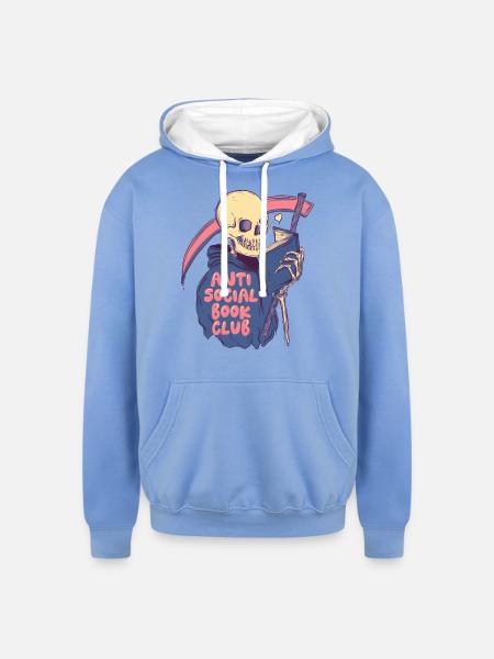 Anti Social - Unisex Contrast Hoodie - sky blue/white