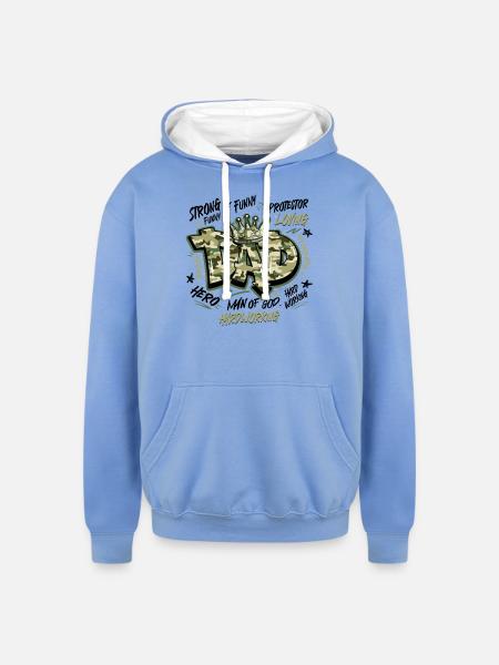 Camo Dad Design - Unisex Contrast Hoodie - sky blue/white