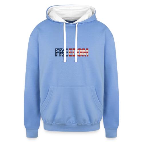 Freedom American Flag Distressed Patriotic Shirt - Unisex Contrast Hoodie