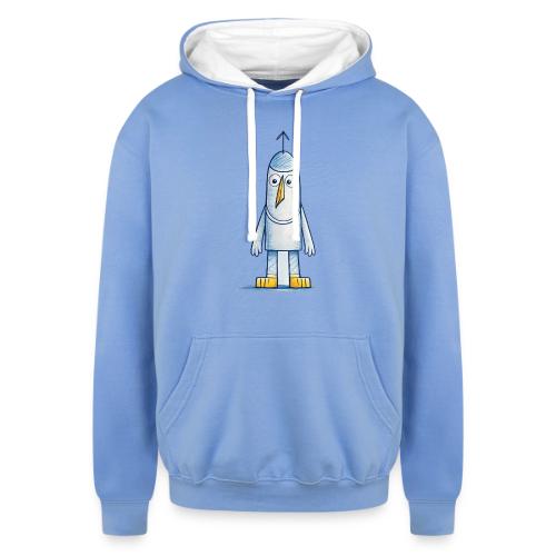 Funny Doodle Bird Character - Unisex Contrast Hoodie
