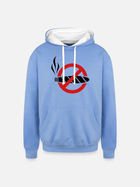 No smoking - cigar - Unisex Contrast Hoodie - sky blue/white