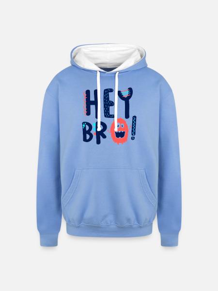 Hey Bro - Unisex Contrast Hoodie - sky blue/white