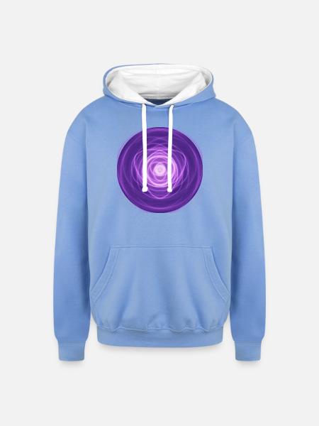 Purple Fractal Rose - Unisex Contrast Hoodie - sky blue/white