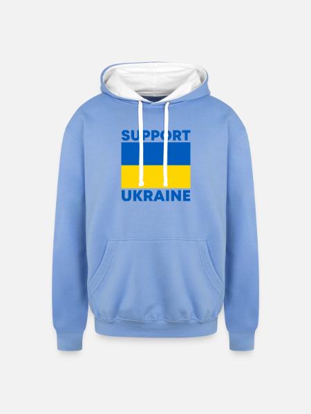 Support Ukraine - Unisex Contrast Hoodie - sky blue/white