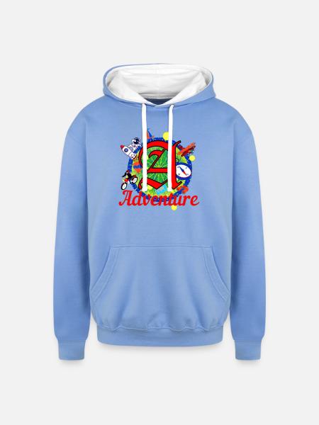 ADVENTURE 4700x4700 - Unisex Contrast Hoodie - sky blue/white