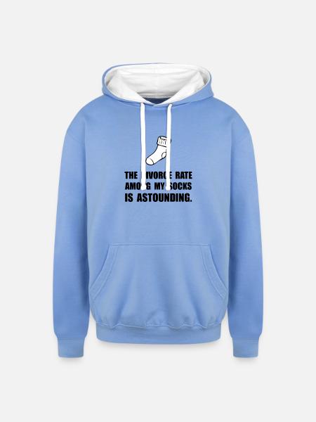Sock Divorce Rate - Unisex Contrast Hoodie - sky blue/white