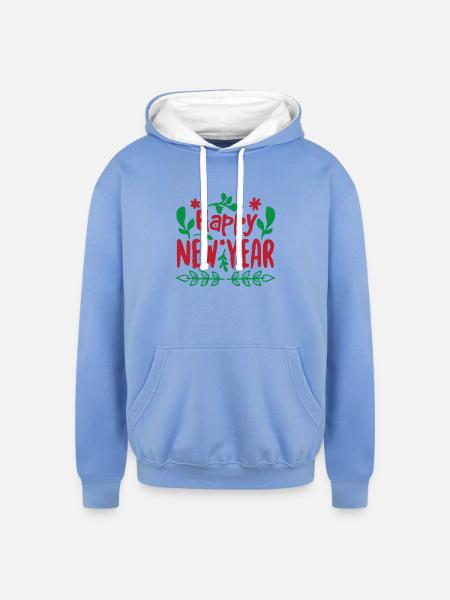 New Year - Unisex Contrast Hoodie - sky blue/white