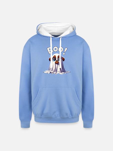 Spooky Cuteness Overload - Unisex Contrast Hoodie - sky blue/white