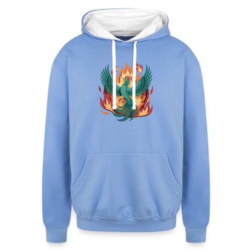 Phoenix Rising Mythical Fire Bird Fantasy Design - Unisex Contrast Hoodie