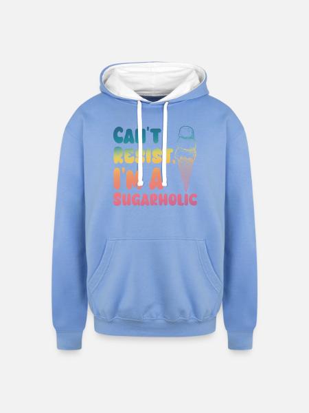 Sugarholic Ice Cream Pop - Unisex Contrast Hoodie - sky blue/white