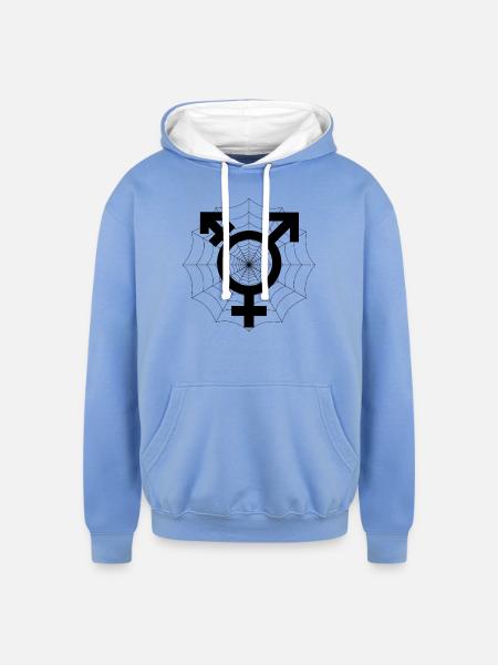 Trans support - Unisex Contrast Hoodie - sky blue/white