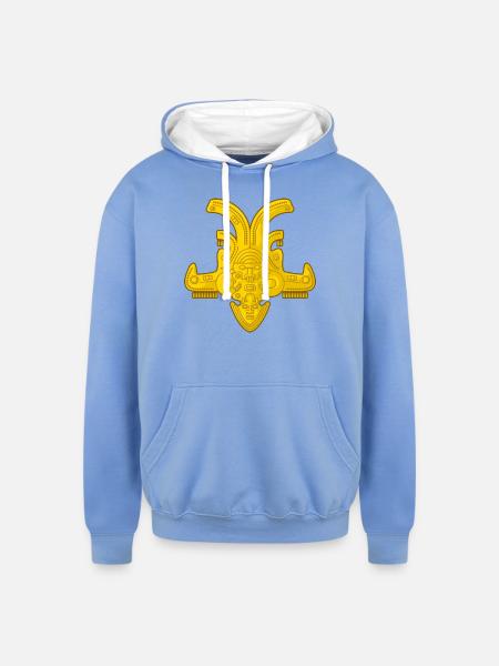 Colombian Ancient Golden Art - Unisex Contrast Hoodie - sky blue/white
