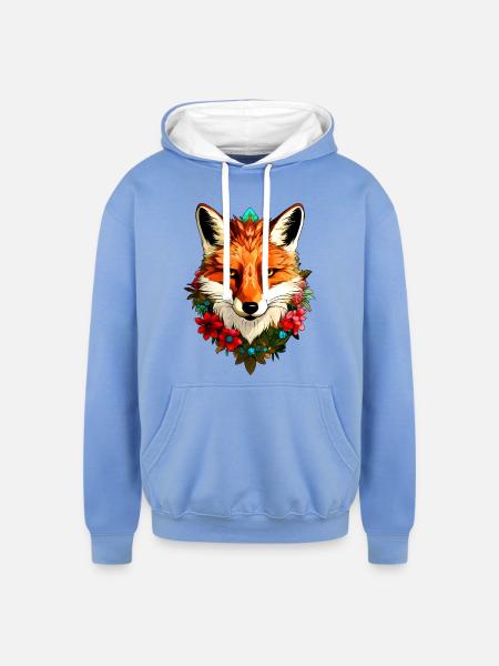 Foxes Style - Unisex Contrast Hoodie - sky blue/white