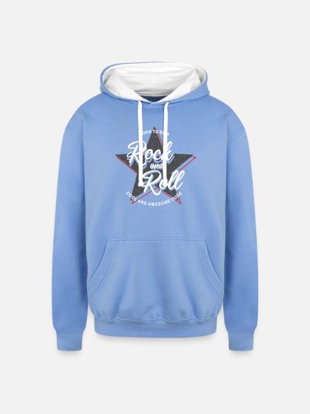 Born to Rock and Roll Star Design - Unisex Contrast Hoodie - sky blue/white