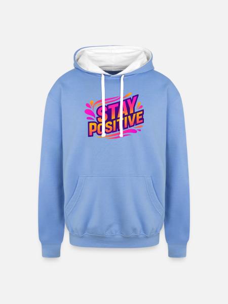 Stay Positive Neon Splash - Unisex Contrast Hoodie - sky blue/white