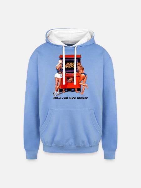 Joysticks Arcade - Unisex Contrast Hoodie - sky blue/white