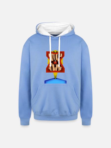 Crazy Face - Unisex Contrast Hoodie - sky blue/white