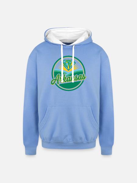 Arkansas Diamond Sunrise Emblem - Unisex Contrast Hoodie - sky blue/white
