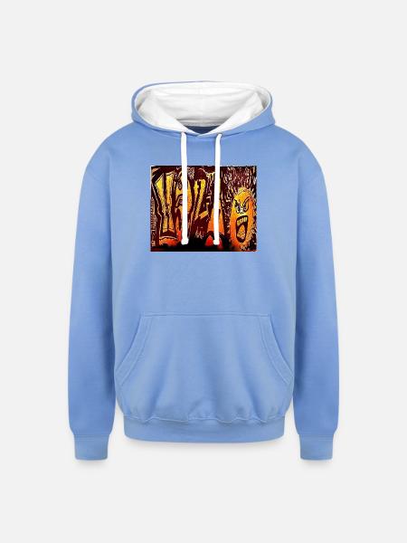Inferno Graffiti Faces - Unisex Contrast Hoodie - sky blue/white
