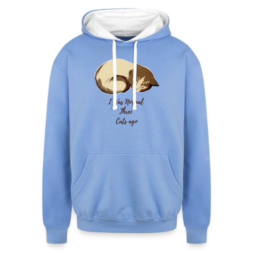 I Was Normal Three Cats Ago Funny Cat T-Shirt - Unisex Contrast Hoodie
