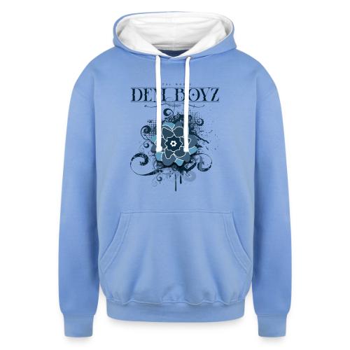 Flower Splash Blues - Unisex Contrast Hoodie