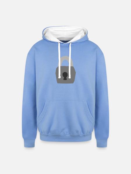 Lock - Unisex Contrast Hoodie - sky blue/white