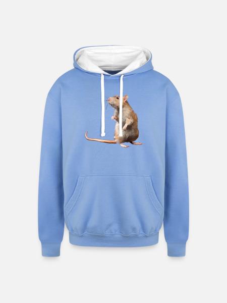 Mouse - Unisex Contrast Hoodie - sky blue/white