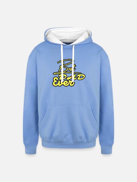 Best Dad Ever Neon Script - Unisex Contrast Hoodie - sky blue/white