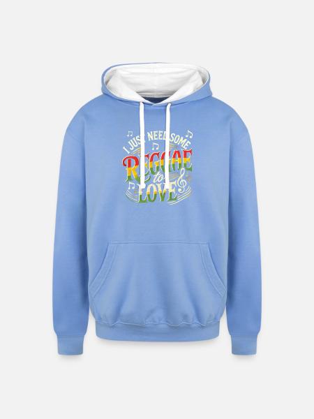 Reggae Jamaica Design - Unisex Contrast Hoodie - sky blue/white