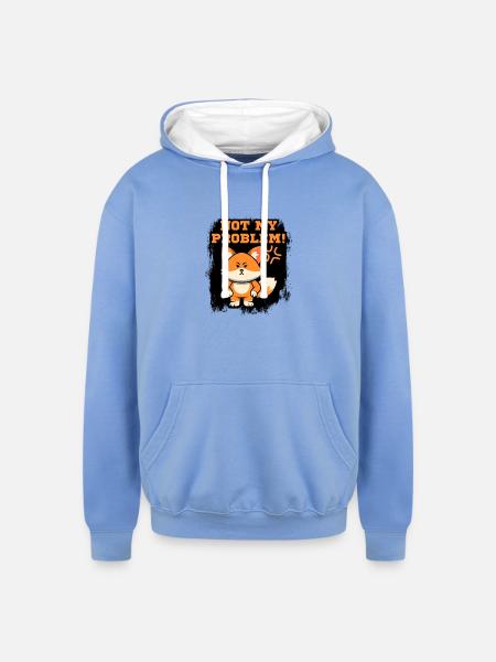 Not My Problem Fox - Unisex Contrast Hoodie - sky blue/white