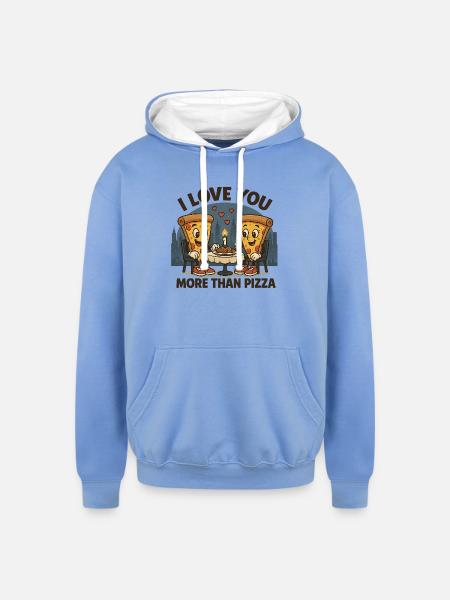 SLICE OF LOVE NYC - Unisex Contrast Hoodie - sky blue/white