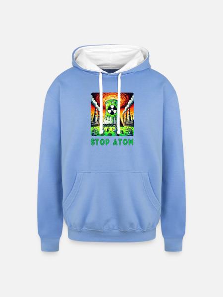 Stop Atom - Radioactive Nightmare - Unisex Contrast Hoodie - sky blue/white