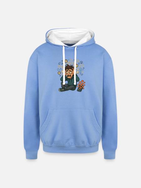 Overthink Overload - Unisex Contrast Hoodie - sky blue/white